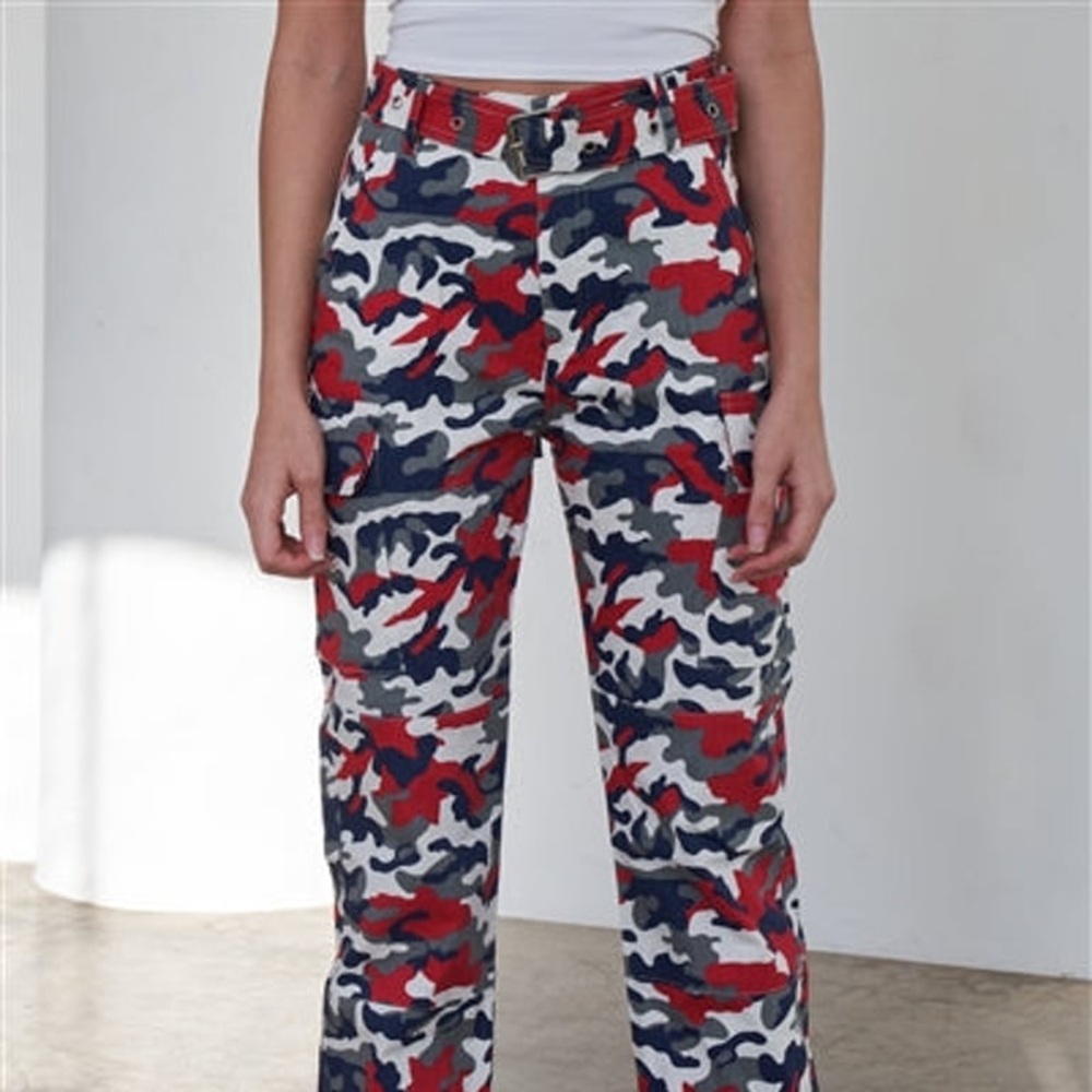 Red White and Navy Camo Jogger Pants